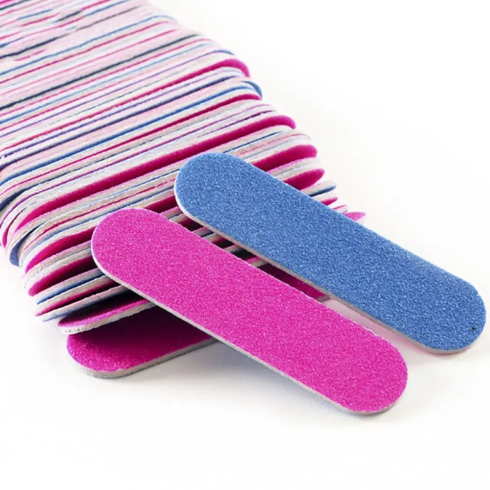 

100 pcs Beauty Blue Wood Chip Nail File Rose Red Rough Surface Disposable Nail Files Smoothing Compact Sandpaper Nail File Women