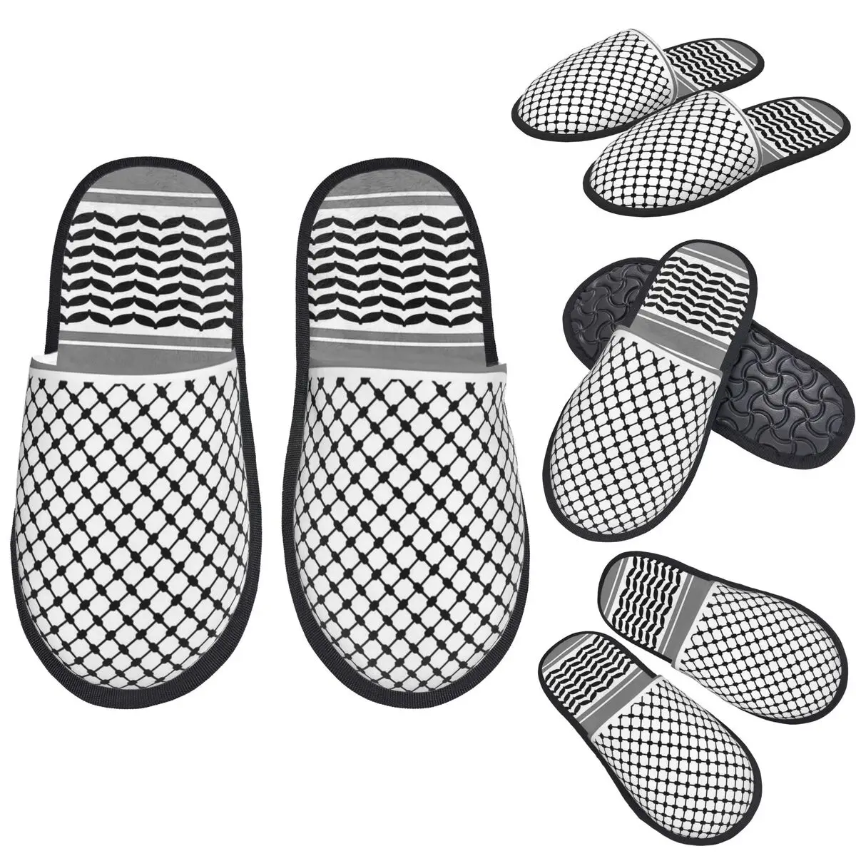 

Custom Palestinian Keffiyeh Slippers Memory Foam Warm Soft Women House Slipper Bedroom Comfy Shoes