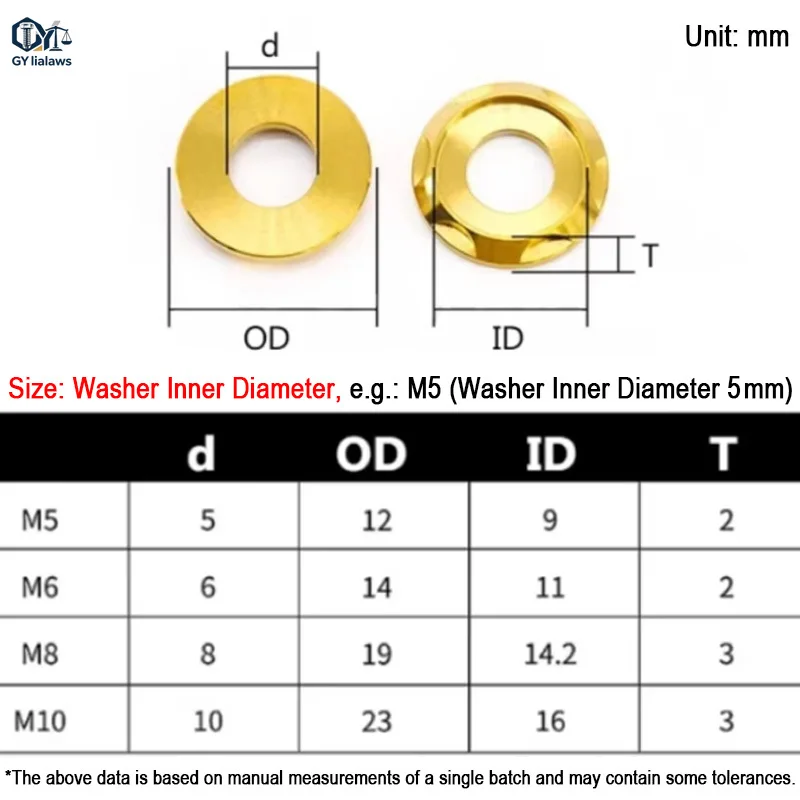 1pcs TC4 Titanium Alloy Spacer Washer M5 M6 M8 M10 Fancy Decoration Gasket for Motor Bike Motorcycle Car Decorative Washers
