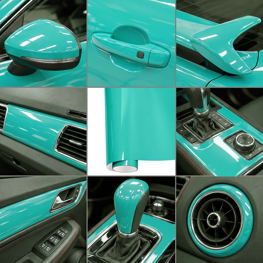 Crystal Turquoise Car Wrap Sticker Color Change Vinyl Film Bubble Free Auto Self Adhesive Sticker Car Accessories Decoration