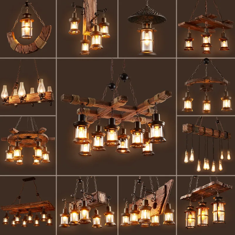 Industrial wind chandelier American country network coffee restaurant bar bar American chandelier retro chandelier creative lamp