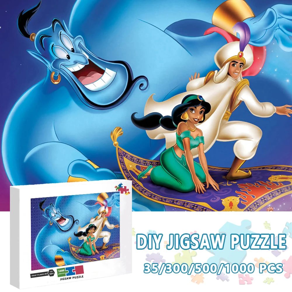 Disney Princess Jasmine Jigsaw Puzzle 300/500/1000 Pcs Aladdin Puzzle Children's Learning Educational Toys Diy Kids Gifts