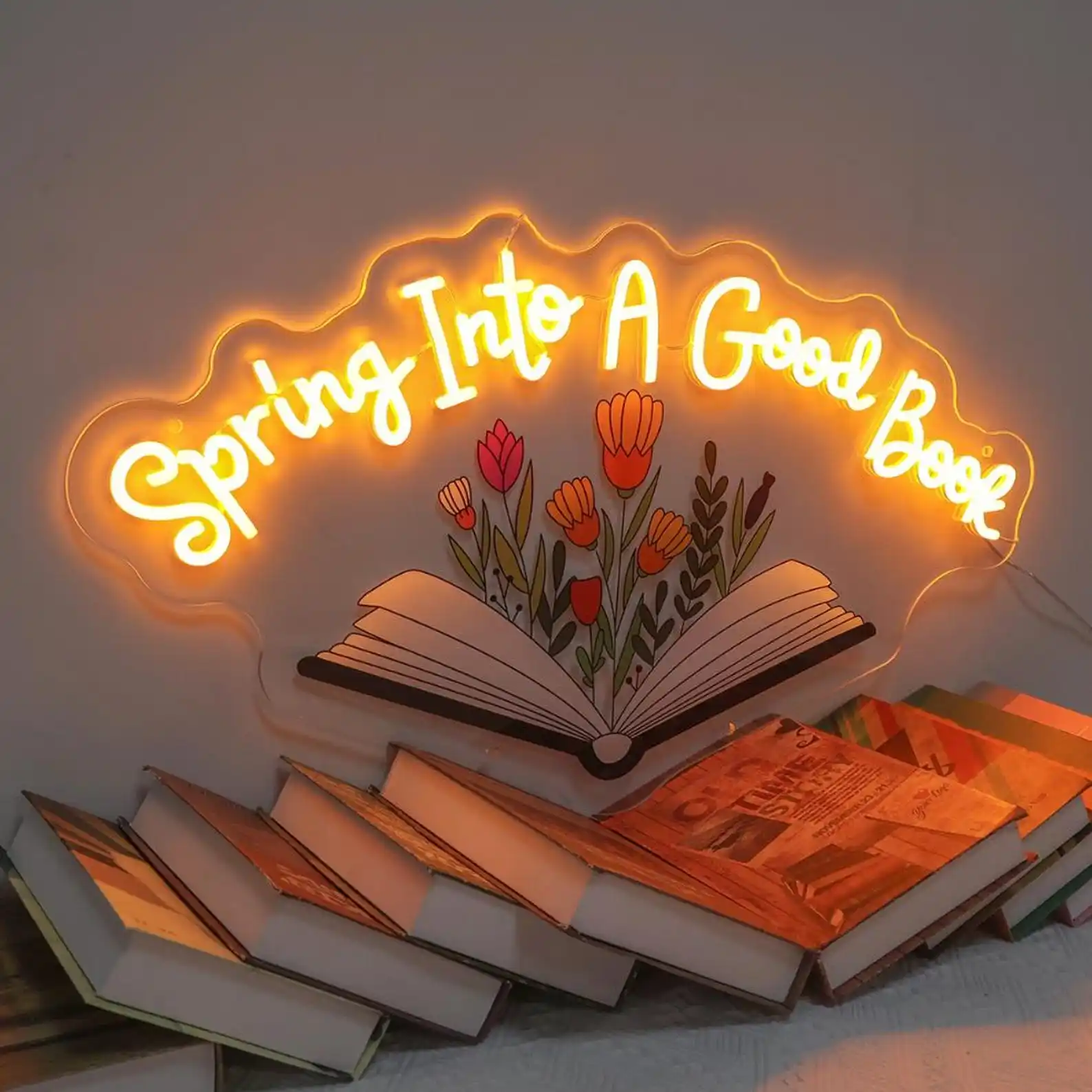 

Good Book Neon Sign Wall Art Decor Bookworm Gift Business Shop Book Store Sign Wall Hanging Reading Room Decor Library Classroom