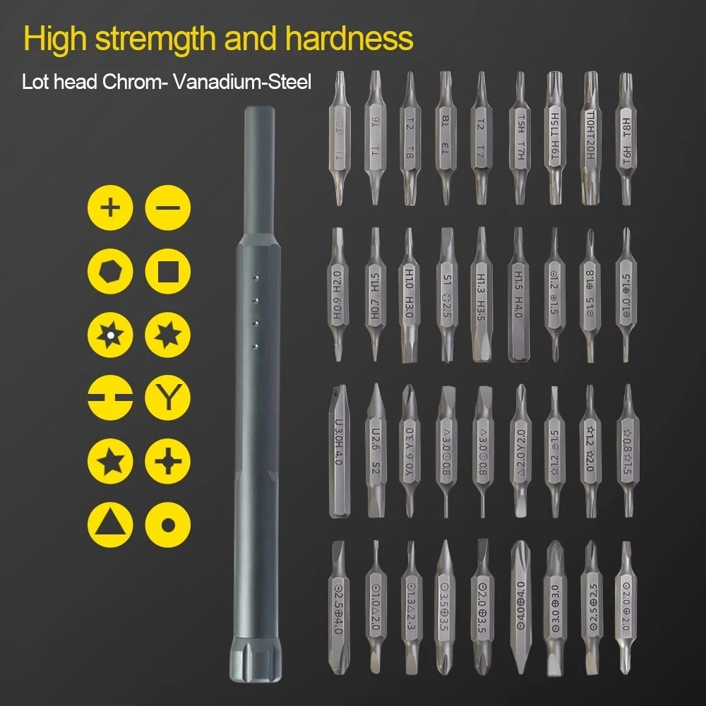 Precision Magnetic Screwdriver Sets for iPhone, iPad, Laptop, Computer Repair Hand Tool, 360 Degree Rotating, BST-8968, 30 in 1