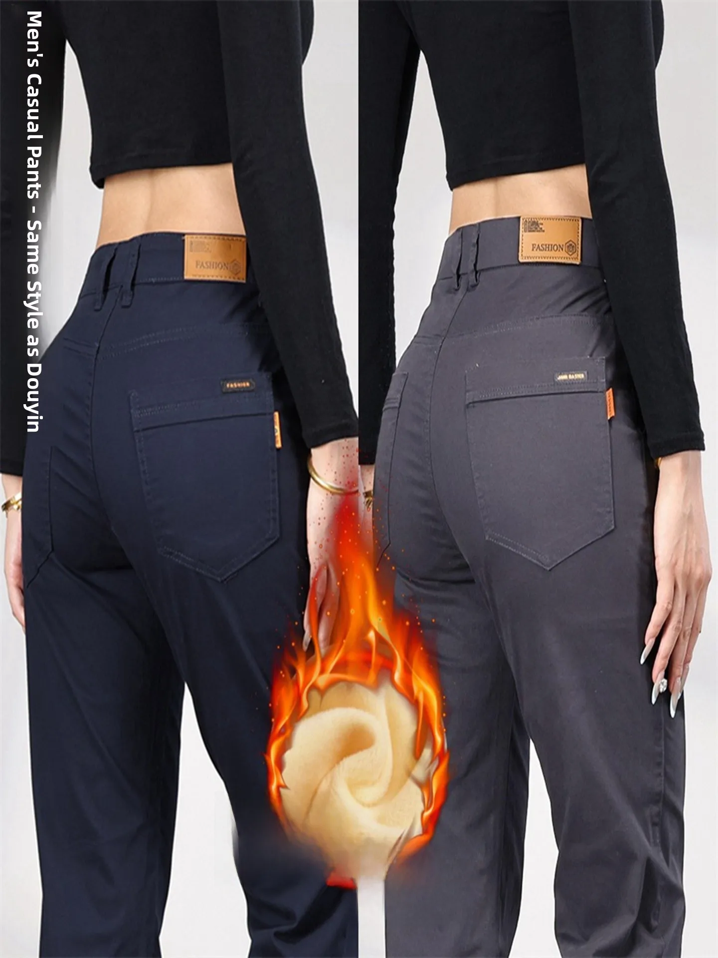 

Thiened Fce прямые повседневные брюки мужские облегающие рабочие брюки осень-зима износостойкие эластичные длинные брюки