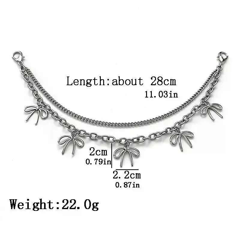 Removable Bow Shoe Buckle Chain Stainless Steel Boot Accessory for a Modern and Sophisticated Look