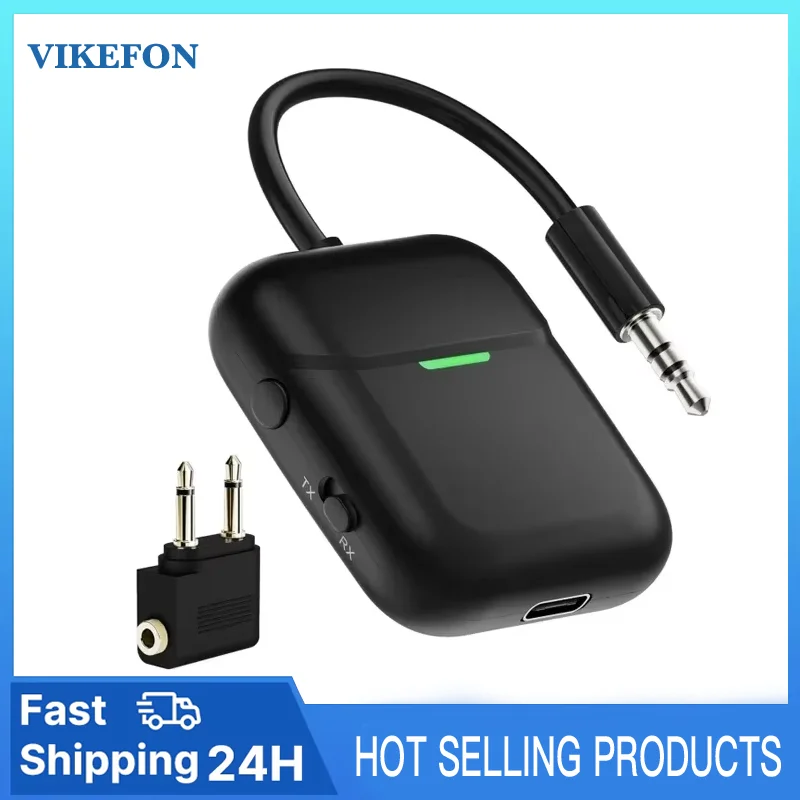 2-in-1 Wireless Audio Adapter Bluetooth 5.3 Transmitter Receiver aptx HD LL AAC SBC 3.5mm AUX RCA Jack for PC TV Headphones