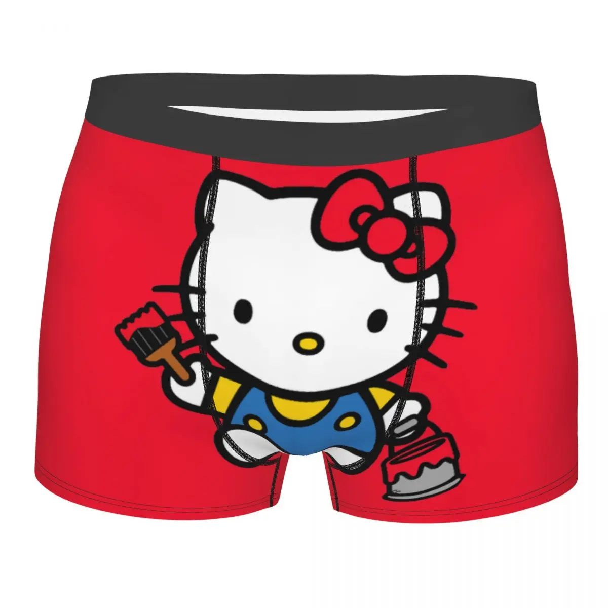 

Индивидуальное нижнее белье с рисунком Hello Kitty, мужские белые боксеры с рисунком Kitty, мягкие трусы