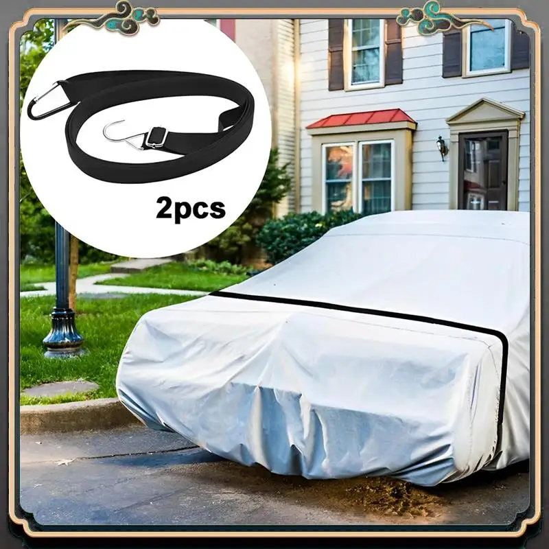 M45K-2Pcs غطاء تلقائي من النايلون، حزام مقاوم للرياح، غطاء سيارة قابل للتعديل، حبل حماية آمن