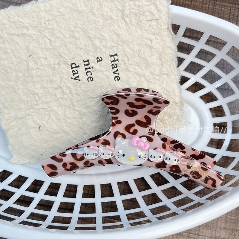

New Kawaii Sanrio Anime Leopard Print Gripper Cute Hello Kitty Cartoon Ins Y2K Large Size Good-Looking Shark Clip Girls Toys