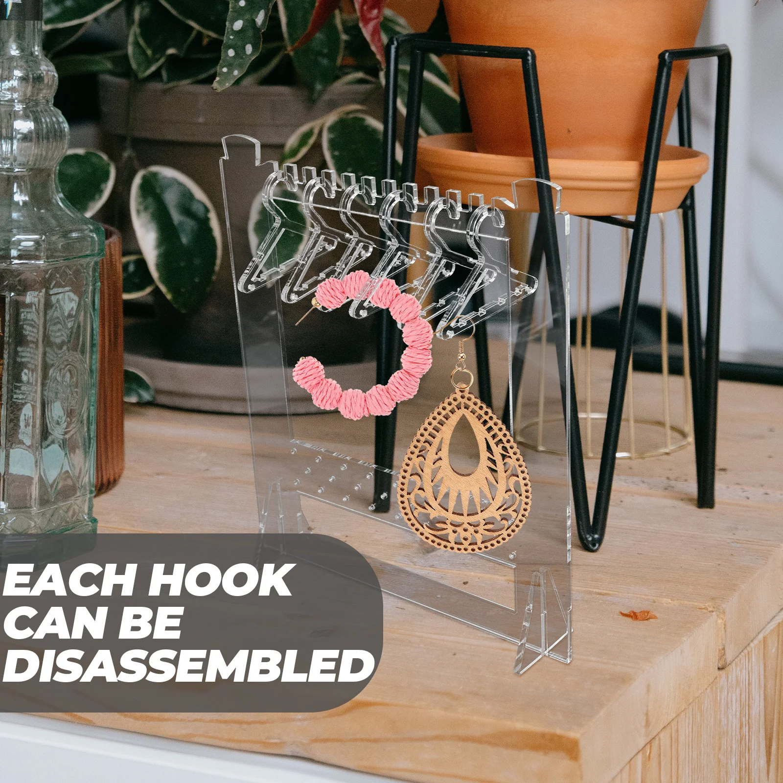 

Clothes Hanger Jewelry Storage Display Stand Necklace Organizer for Women Bracelet Rack Acrylic Hanging Earrings Holder