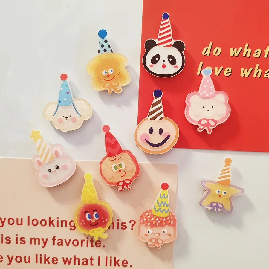

10pcs Funny Party Birthday Hat Small Animals Refrigerator Magnets Cute Refrigerator Magnets Whiteboard Stickers Decorative