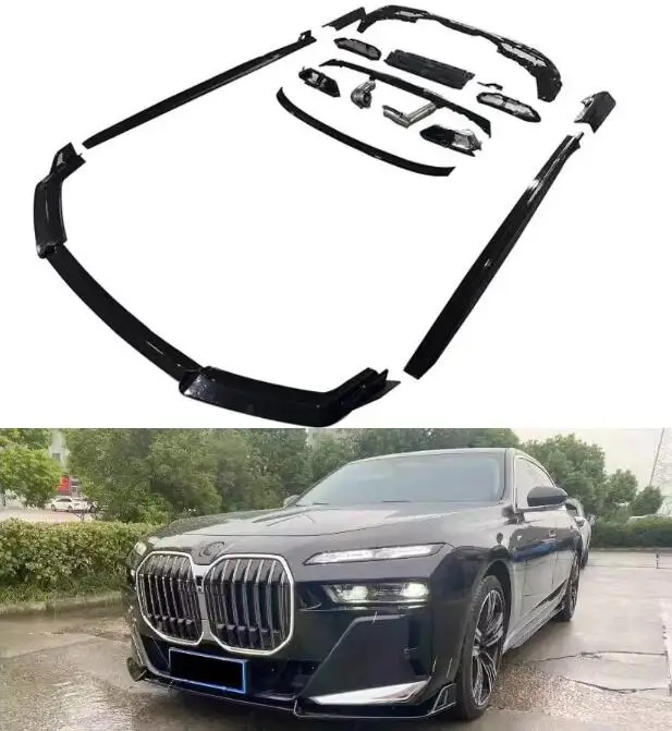 For BMW 7 Series G70 2023 2024 Upgrade M760 Black Knight Bumper Front Lip Rear Trunk Diffuser Exhaust Tip Side Skirt Spoiler