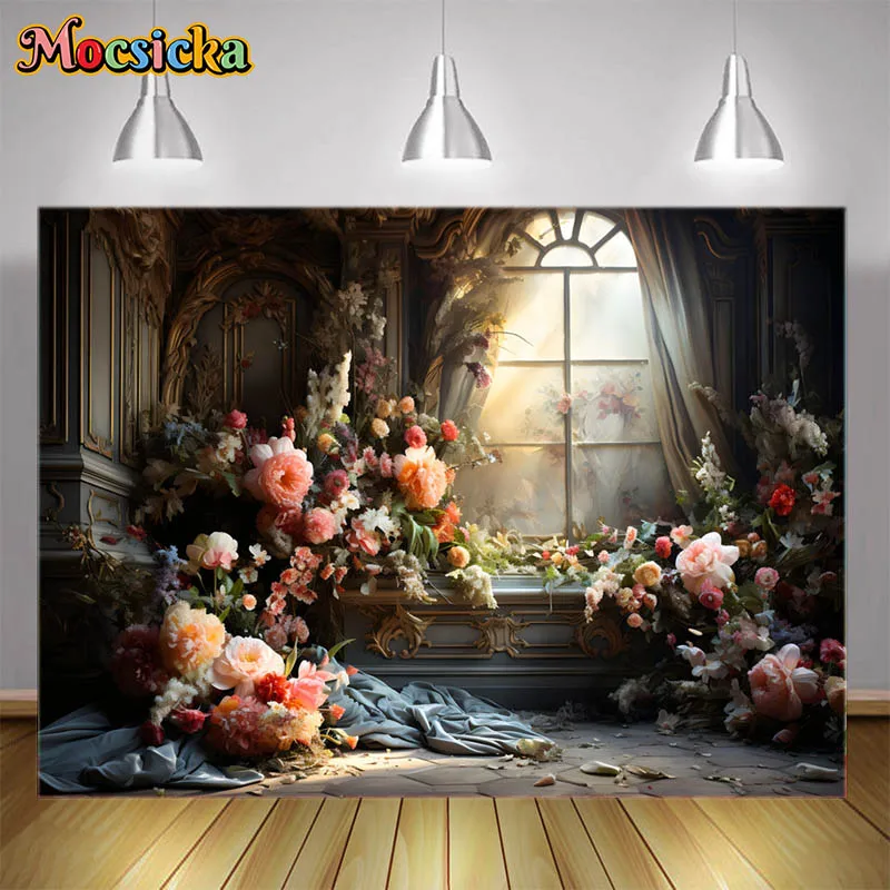 Mocsicka Flower Photography Background Vivid Peonies Sunlight Through Window Decoration Background Adult Art Portrait Shooting