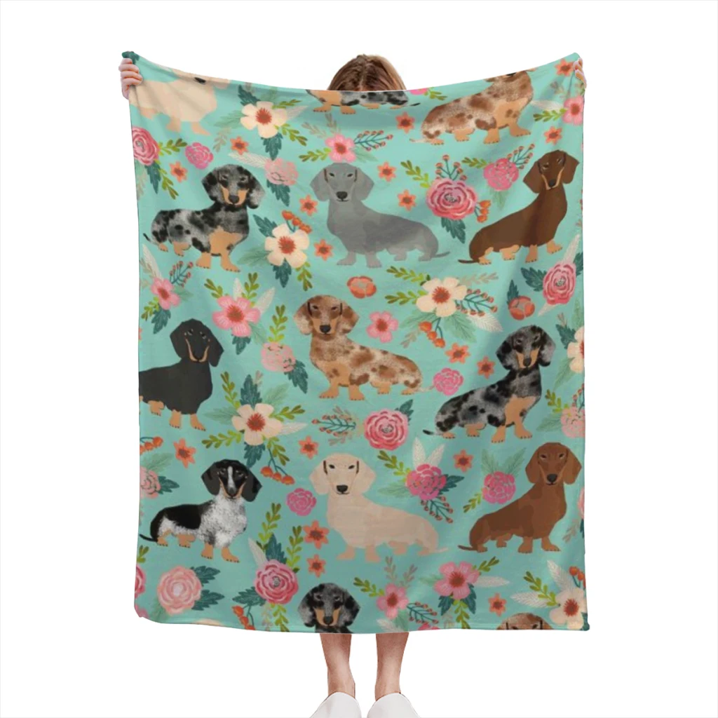 

Summer Banket Dachshund Dogs Light Blanket Flannel Family Living Room Plush Sleeping Blanket Outdoor Travel Camping Bed Sheet