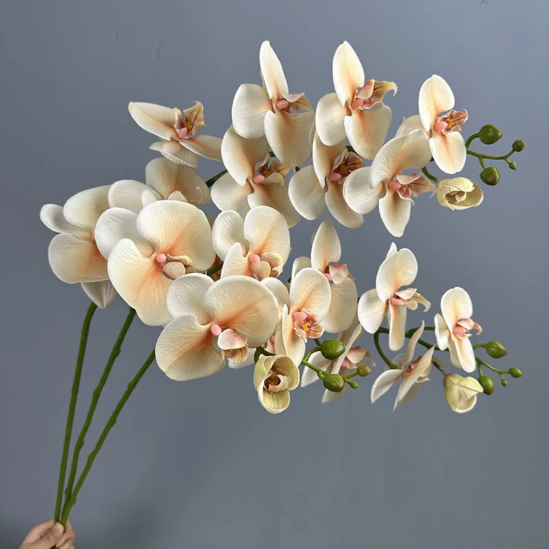 3 Stück Hochwertige Künstliche Blumen Schmetterlingsorchideen-Zweig für Heimdekoration Naturgetreue Kunstblumen Simulierte Phalaenopsis – Detail 12