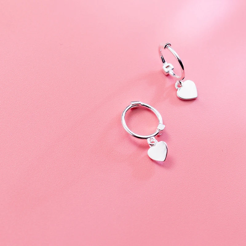 MODIAN 2021 Hot Sale 100% 925 Sterling Silver Simple Hearts Swing Hoop Earrings For Women Fashion Classic Charm Silver Jewelry
