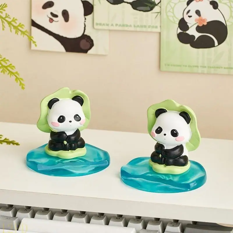 12PD Cartoon Panda Miniature Statue Cellphone Stand Smartphone Holder for Desktop Resins Cartoon Animal Desk Accessories