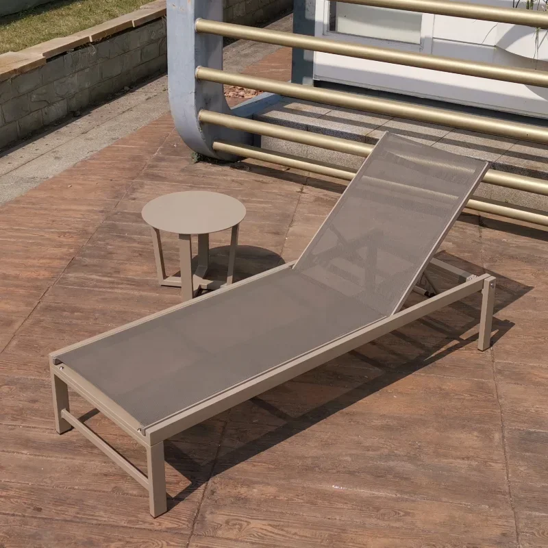 Deck Chair Garden Sunbed Chaise Lounge Swimming Pool Furniture Outdoor Sun Lounger with Wheels