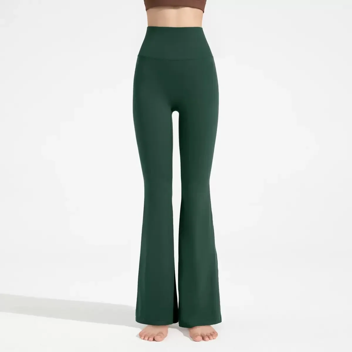 

Classic women's high waisted yoga bell bottom trousers with butter touch and elastic buttocks lifting fitness and exercise pants