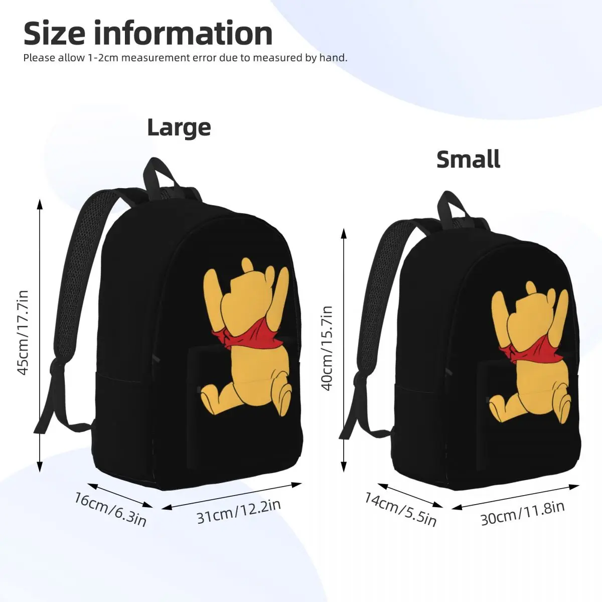 Disney Winnie Birthday Pooh Urso Retro Lavável Saco De Armazenamento, Estudantes Do Ensino Médio, Jardim De Infância Caminhada Saco De Uso Duplo