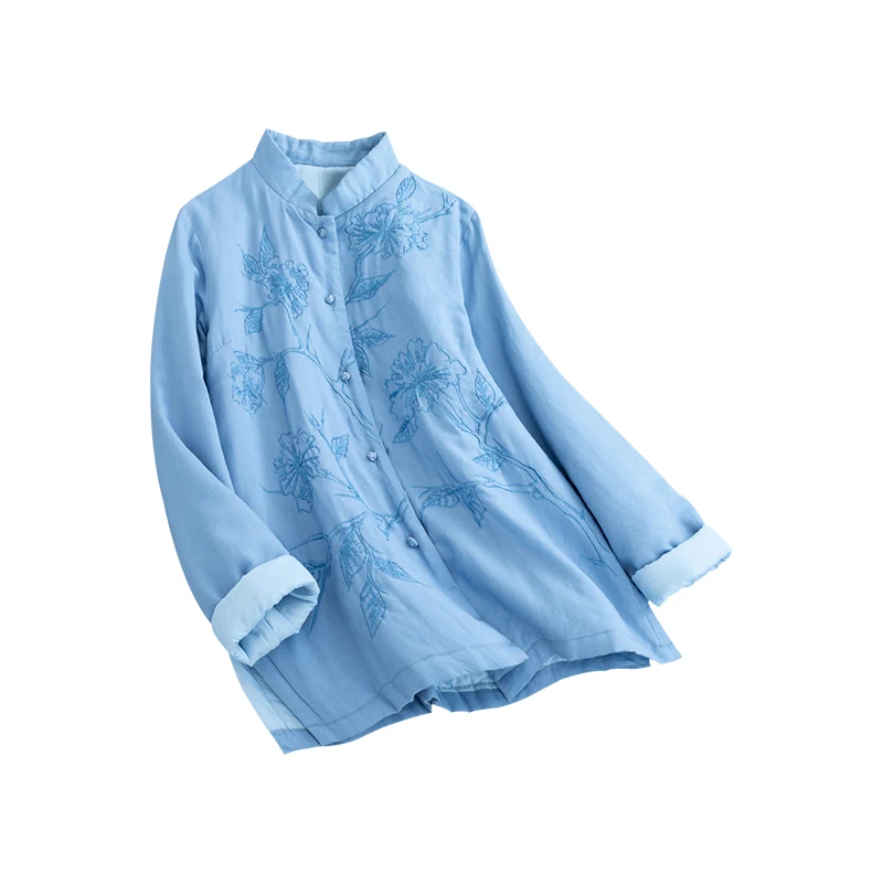 เสื้อคลุมผ้าฝ้ายทรงหลวมสไตล์จีนใหม่ น้ำหนักเบา สำหรับผู้หญิง ไซส์ใหญ่ ชุดกันหนาว ใส่ได้ทั้งฤดูใบไม้ร่วงและฤดูหนาว แขนยาว...