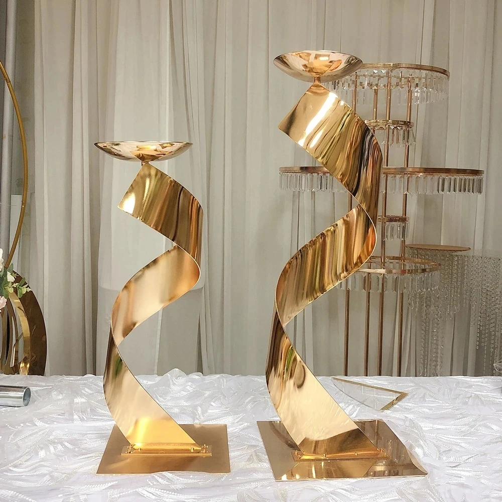 5 Stück goldene Tischdekorationen, Vasen, Hochzeitsdekorationen, Metall-Blumenständer zur Dekoration – Detail 1