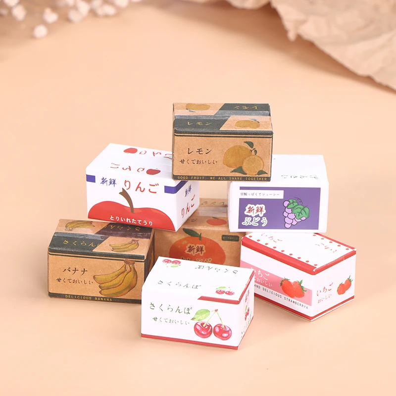 Hot Sale 1/12 Dollhouse Paper Boxes Model Dolls House Mini Simulation Fruit Box Dollhouse Decoration Scene Toys Accessories