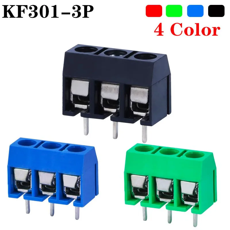 10 PCS KF301- 3P screw 5.0mm terminal block 3 Pin Spliceable pcb terminal block Connector KF301