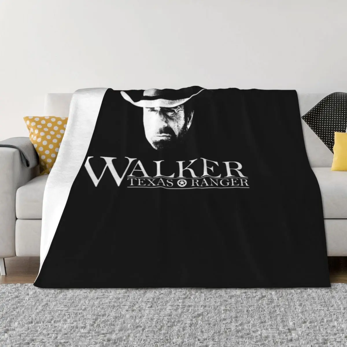 

Walker Texas Ranger (Chuck Norris) Head and Logo Essential - Copy Throw Blanket Plaid Hairys Winter beds Blankets