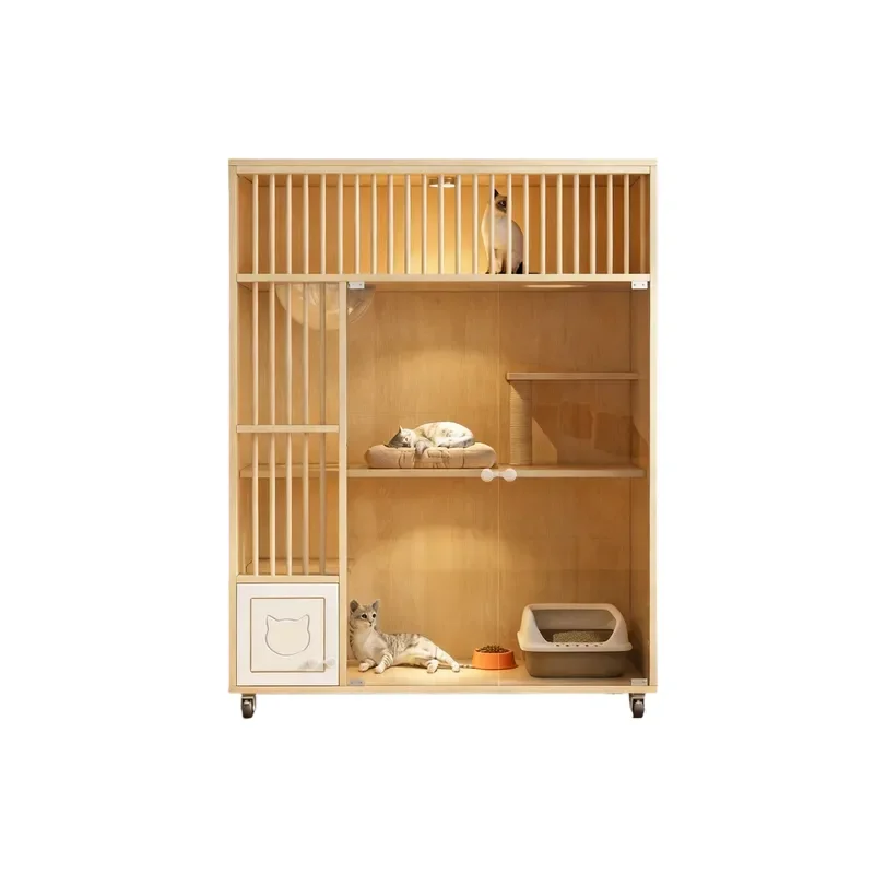 Cat Villa House with Free Door Multifunctional Indoor Luxury Ventilated Integrated Space Cat Nest Cage for Home Use