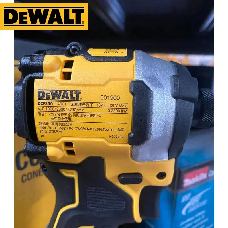Imagem -06 - Dewalt-kit Driver de Impacto sem Fio Furadeira Elétrica Chave de Fenda Ferramenta Elétrica 20v Lithium-ion 18v Motor Brushless Dcf850 205 nm Dewalt