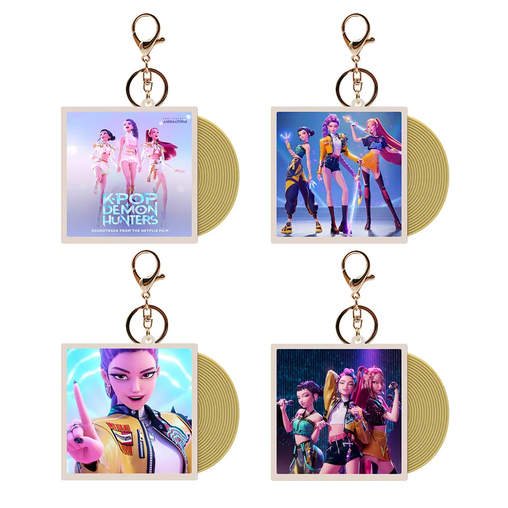 

KPOP Demo Hunters Keychain - CD & Vinyl Record Anime Merchandise, Witch Hunter Group Mini Bag Charm