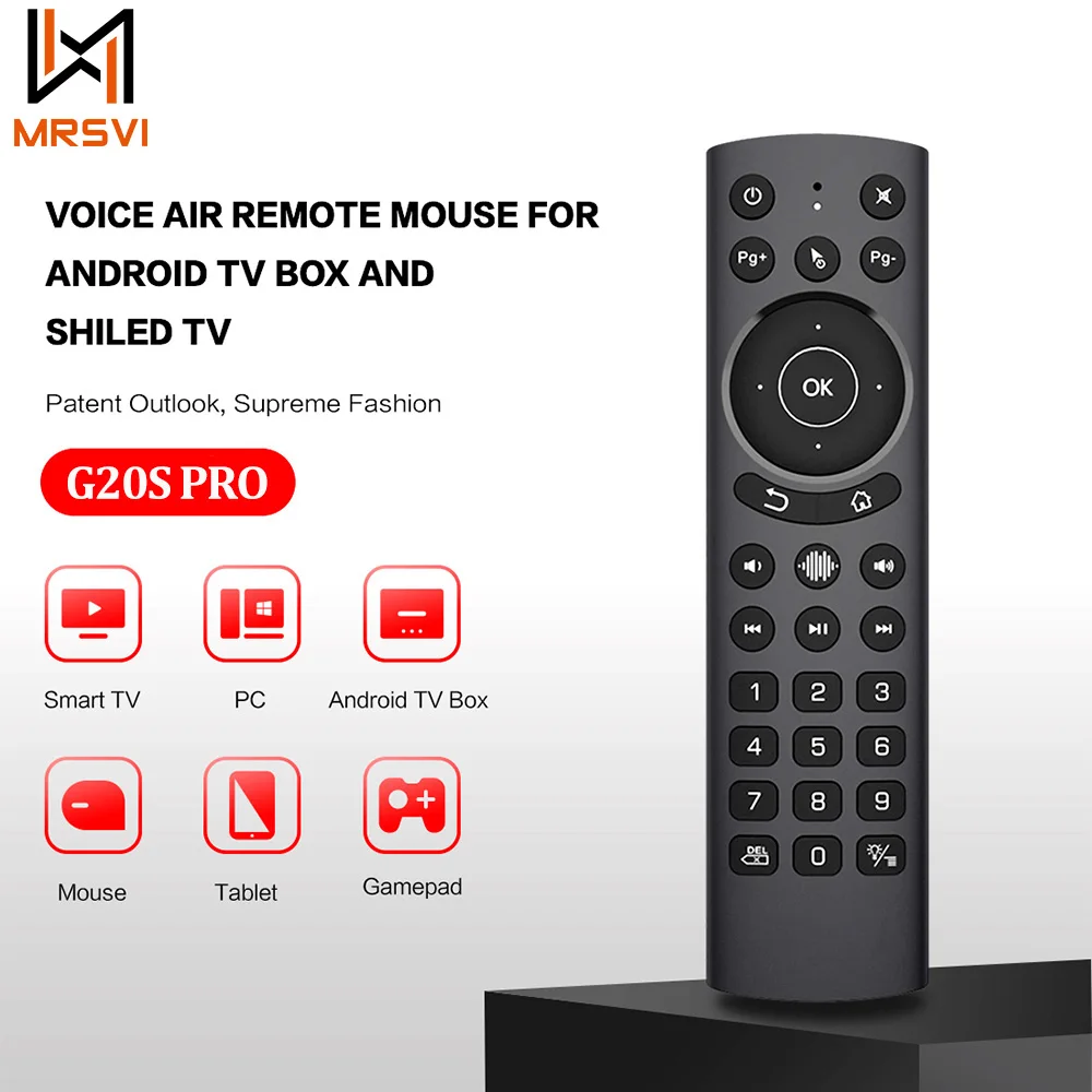 Pilot głosowy MRSVI G20S Pro 2.4G Bezprzewodowa Bluetooth Air Mouse Mikrofon Żyroskop IR Nauka dla Android TV Box