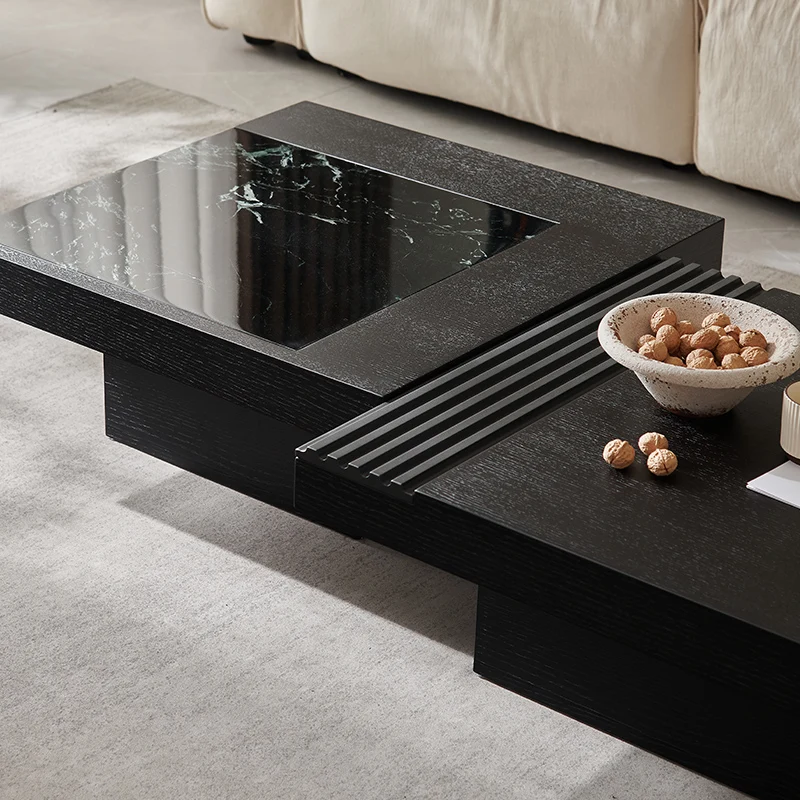 صالة سوداء لطاولة القهوة، صالة داخلية صينية غير تقليدية مبتكرة، توفر مساحة، طاولة جانبية، أثاث موفر للمساحة