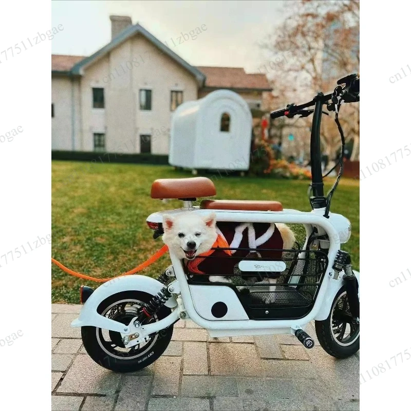Electric Scooter with Pet Carrier, City Mini Electric Bike for Carrying Small Dogs & Cats view 4