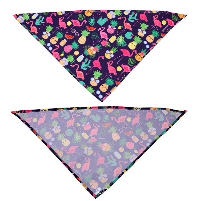 Hawaiian Style Pet Triangular Bandage Bandana for Dogs Cats Aninmals Flamingo Print Dog Scarf Bibs mascotas Grooming Accessories