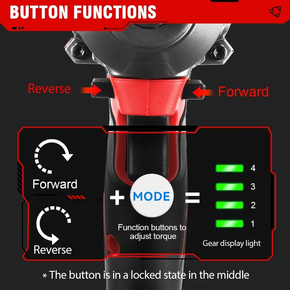 OENVAN 1200N.M Brushless Electric Impact Wrench 1/2 inch Cordless Electric Wrench Screwdriver Power Tools for Makita 18V Battery