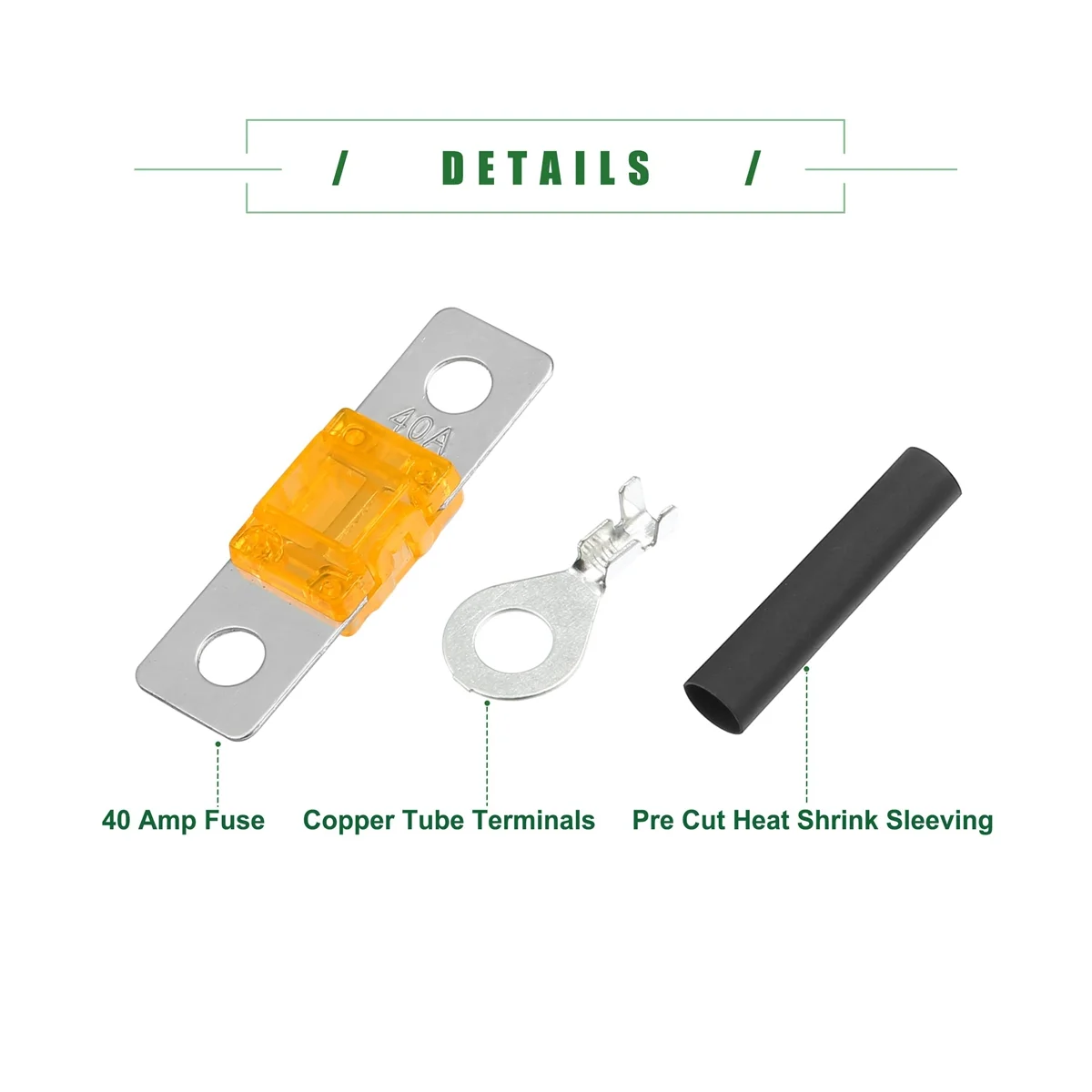 ANS Fuse Holder Kit for Dual Battery System, Fuse Holder, Tube Terminals, Pre Cut Heat Shrink Sleeving ,6 Set (40A)