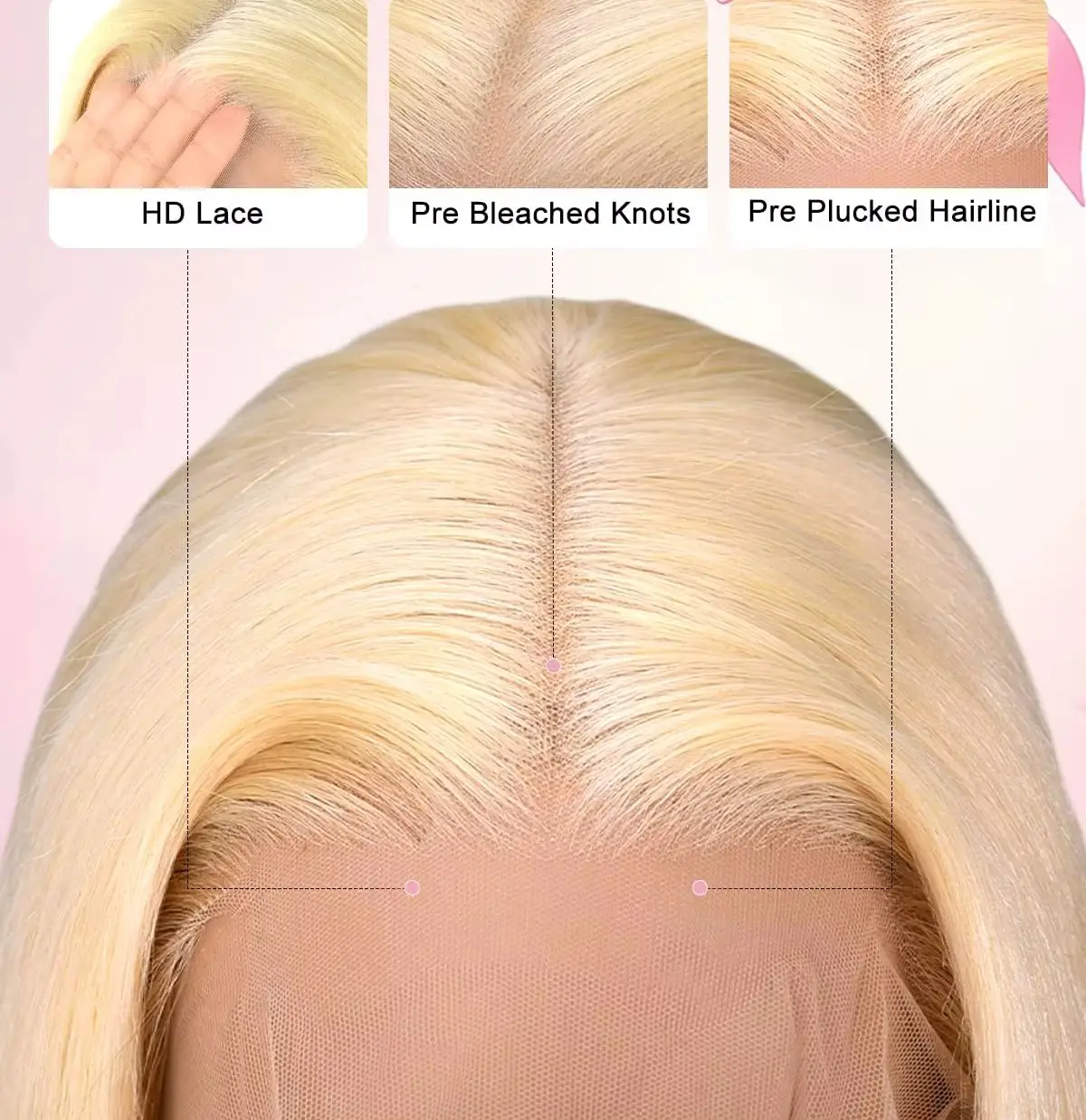 Rambut Asli 30 40 Inch 613 Honey Blonde 13x4 Hd Transparent Lace Front Human Hair 13x4 Bone Straight Lace Frontal Wig untuk Wanita 250 Density