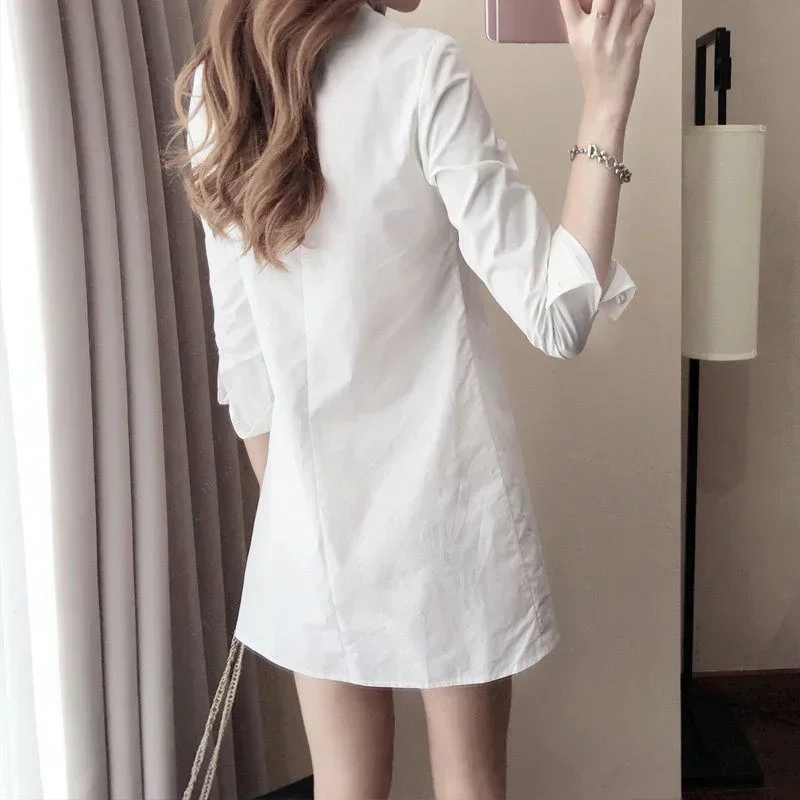 

3 4 Sleeves Dress Business Work Wear Comfrotable Fashion Girl Loose Fit S-2XL White Ladies Loose fit Polyester
