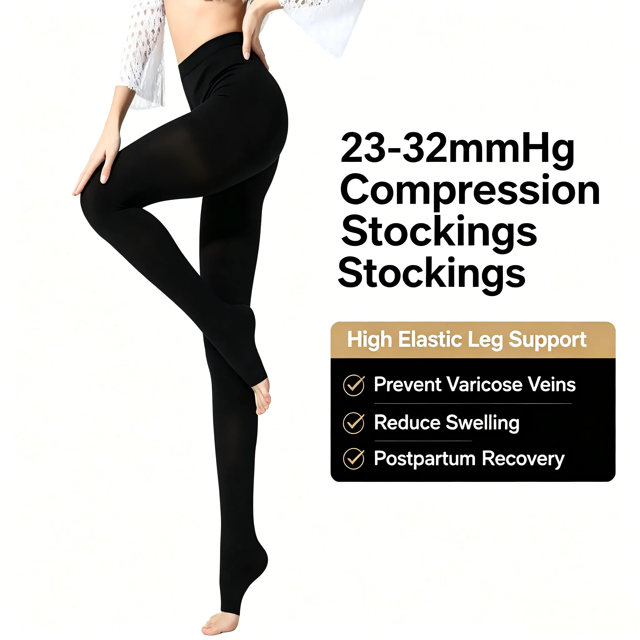 Medical Secondary Compression Tights For Women Anti Varicose Veins Anti Edema Anti Thrombosis Elastic Pressure Pantyhose