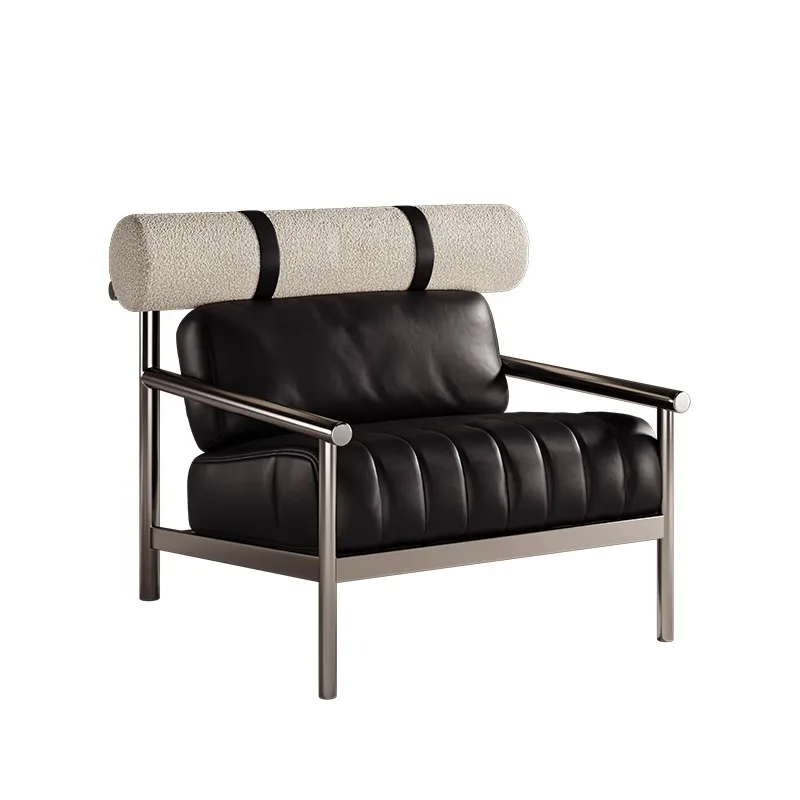 

Single chair designer living room simple sofa chair medieval creative stainless steel leisure recliner negotiation chair
