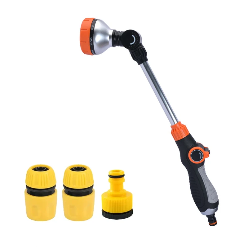 1 Stück Garten-Wasserpistole mit langem Stiel, multifunktionaler Duschkopf, rutschfestes ABS, Garten- und Landwirtschaftsschlauch mit langem Stiel.