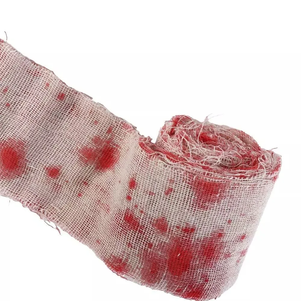 Halloween Blood Gauze Cloth Eco-friendly Scary Artificial Blood Bandage Haunted House Decor Warning Line Artificial Blood Gauze