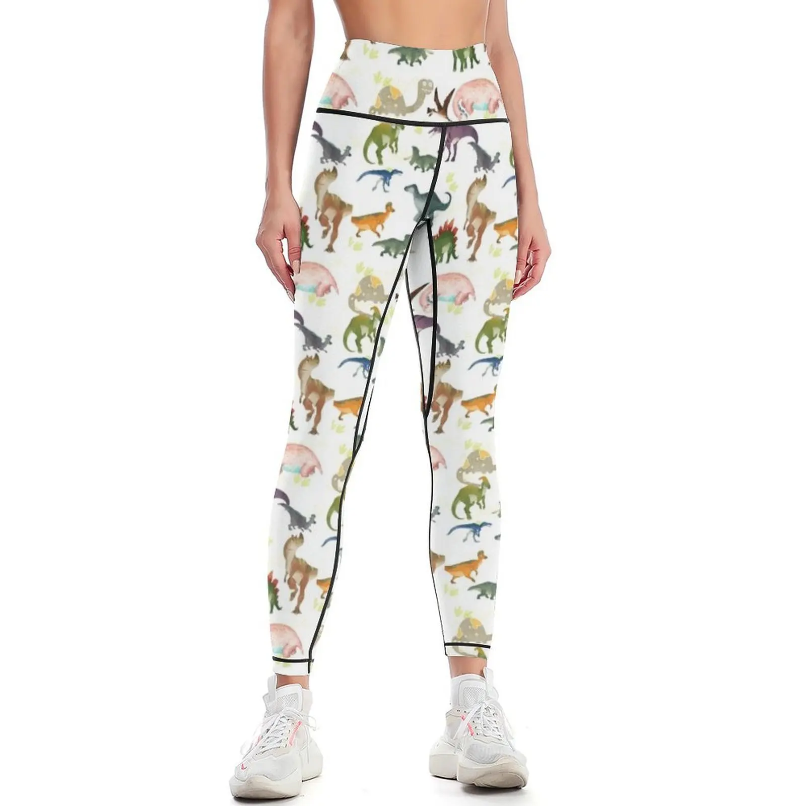 Bright Watercolored Dinosaurs Leggings sports for push up gym's clothing Sports pants for Clothing fitness Womens Leggings