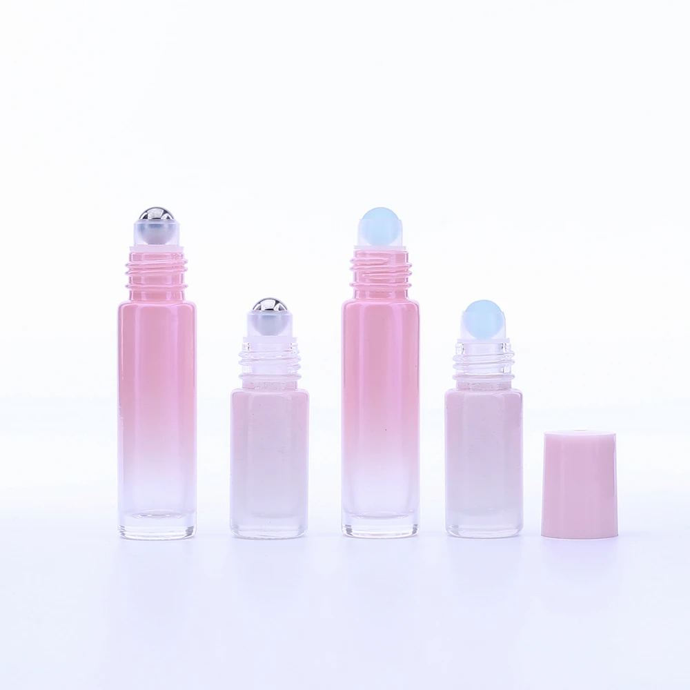 

200pcs/LOT 5ml 10ml Pink Color Thick Glass Roll On Essential Oil Empty Perfume Roller Ball Bottle For Travel