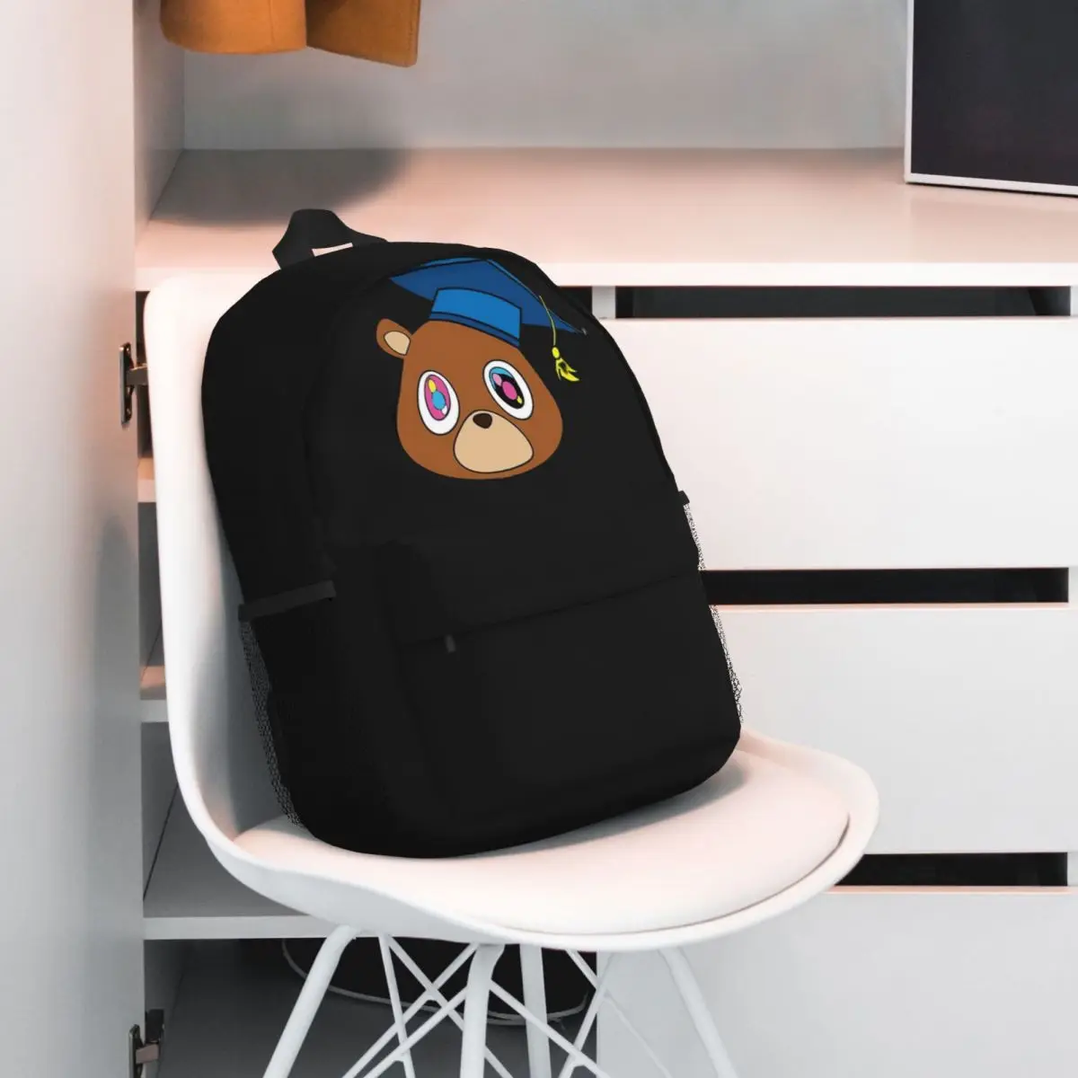 Kanye-mochila con diseño de oso de graduación para niños, morral escolar de viaje para adolescentes y mujeres