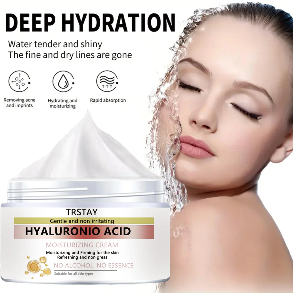 Contains hyaluronic acid, enhances skin elasticity, tightens skin, moisturizes, and reduces dullness