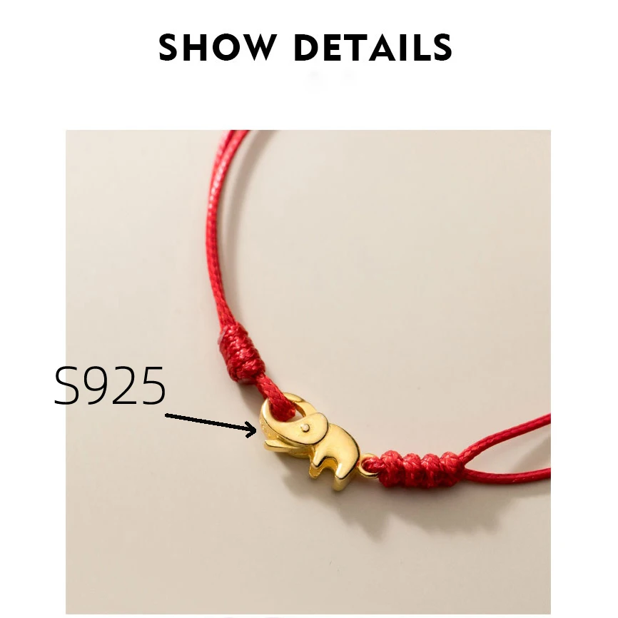 La Monada 16 21cm Red Thread For Hand 925 Sterling Silver Bracelet Women Red Rope Thread Bracelets For Women Silver 925 Elephant